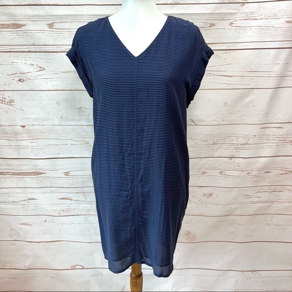 All Saints Striped Kinney LA Shift V-neck Shirt Dress - Picture 1 of 11